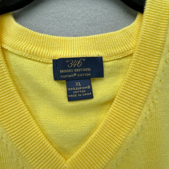 Brooks Brothers 346 Sweater Vest Mens Extra Large Yellow Pullover Supima Cotton - Picture 11 of 12